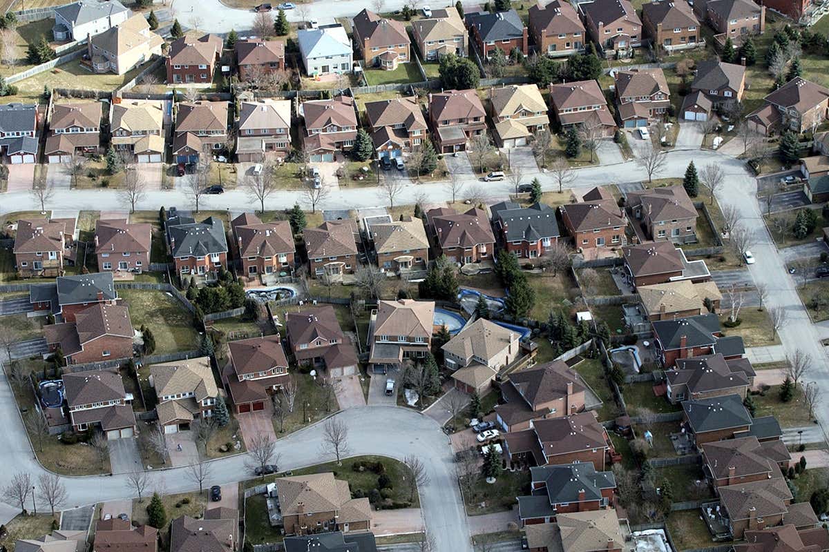 Aerial view of houses