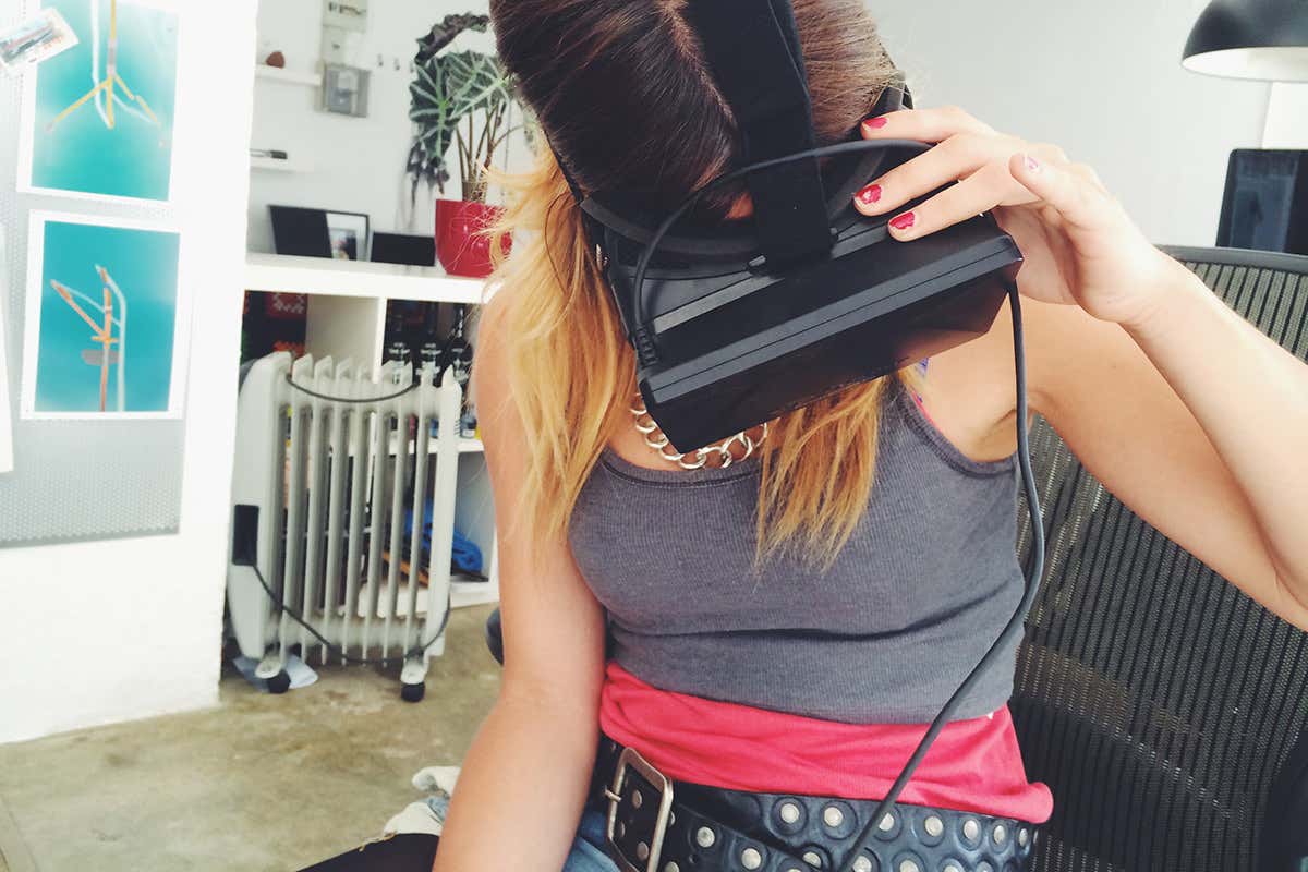 woman using a vr headset