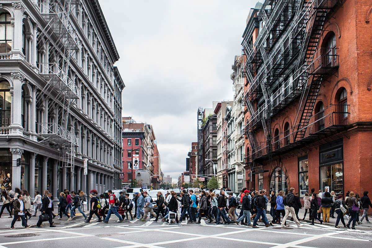 People crossing a street in New York