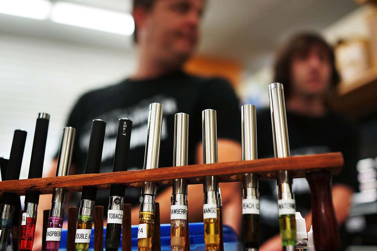 A variety of flavours of e-cigarette liquids