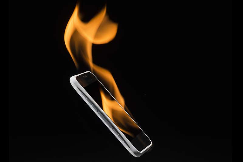 phone on fire