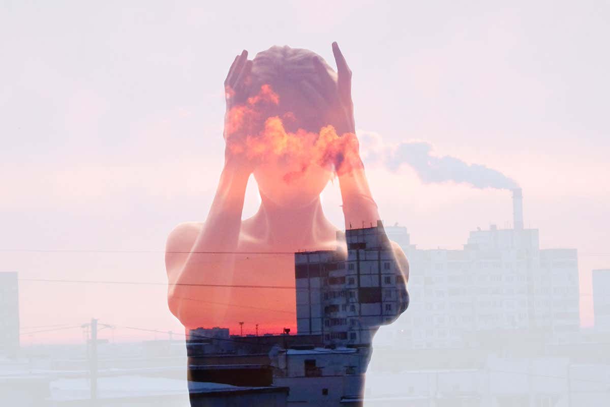 Surreal picture of misty woman