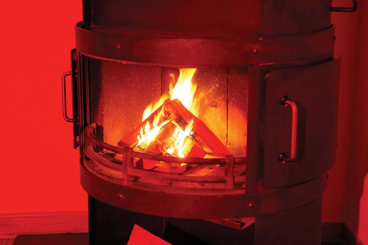 a wood-burning stove