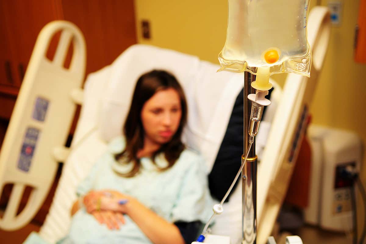 A pregnant woman receives antibiotics