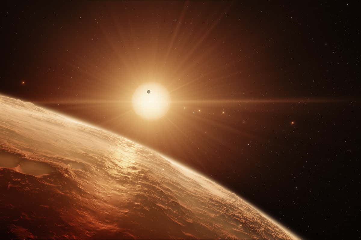 TRAPPIST-1 seen from one of its 7 planets