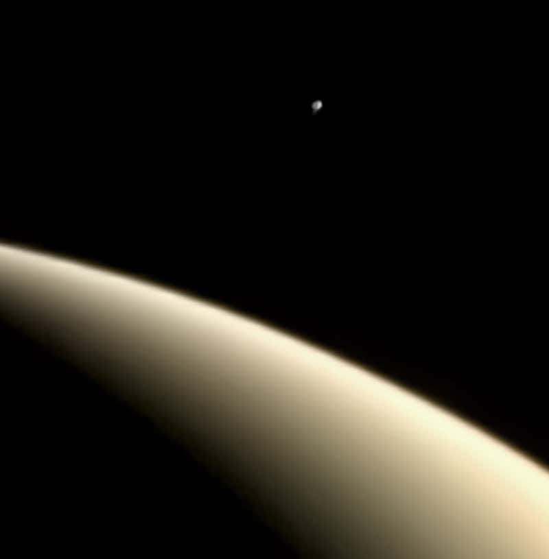 Enceladus in the distance
