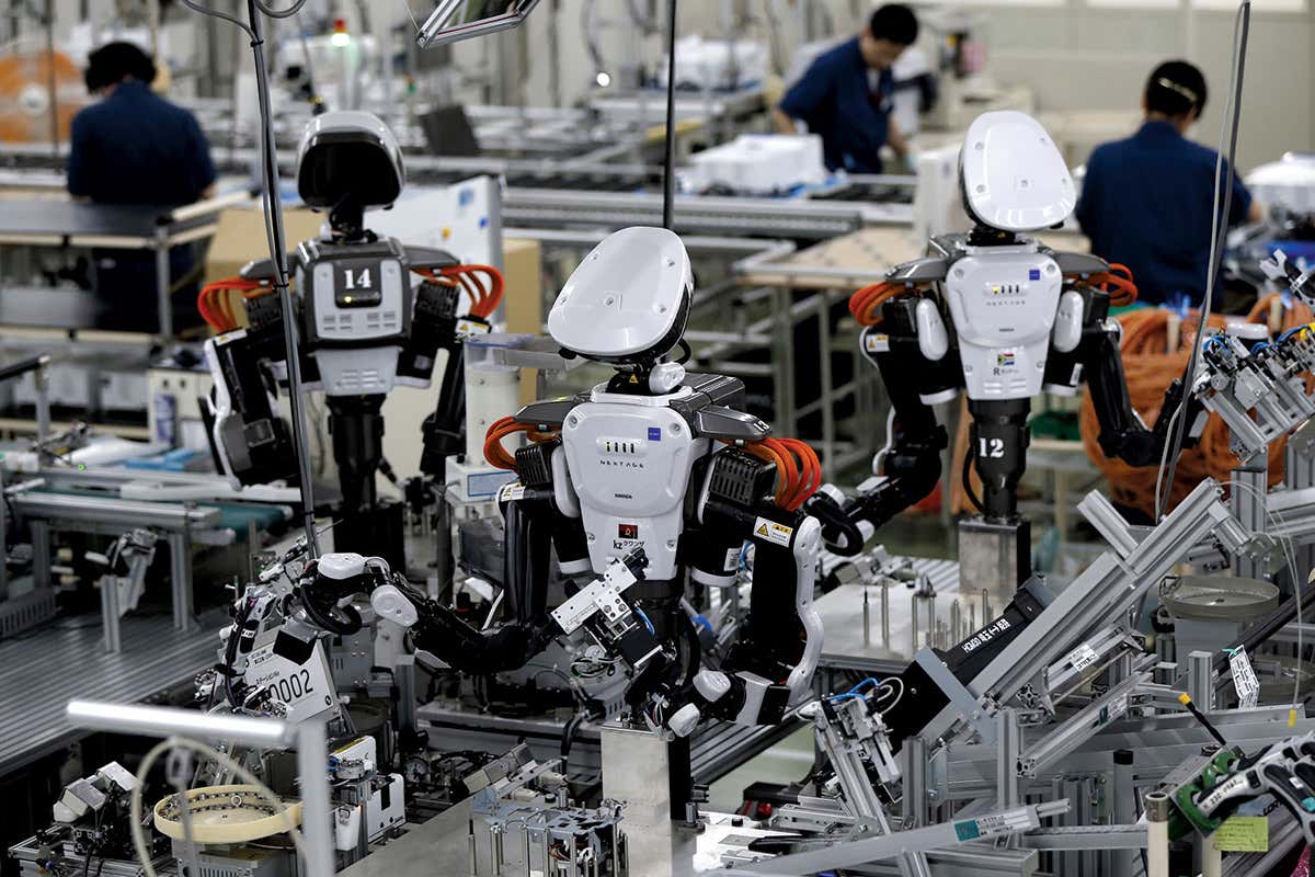 robots on a production line