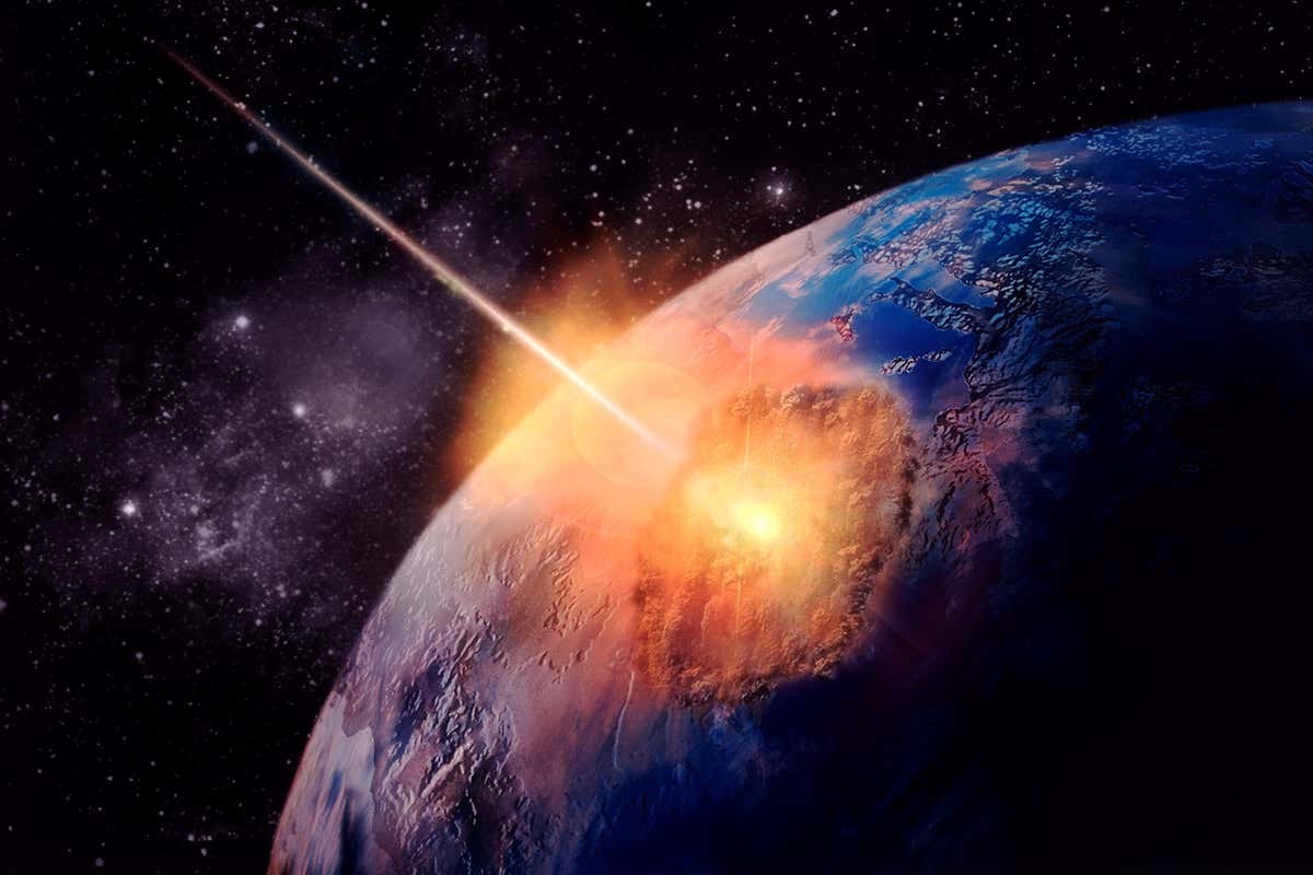 An asteroid hitting Earth