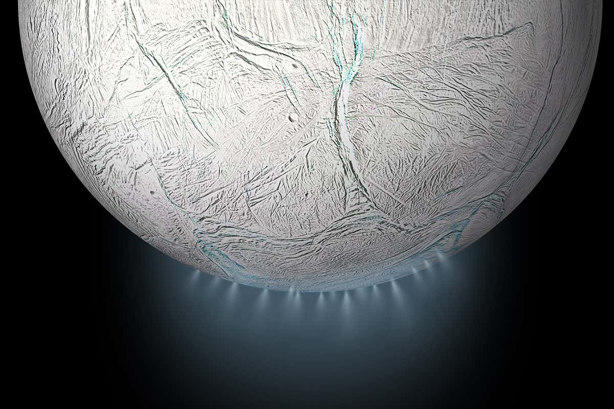 Illustration of the plumes at Enceladus's south pole
