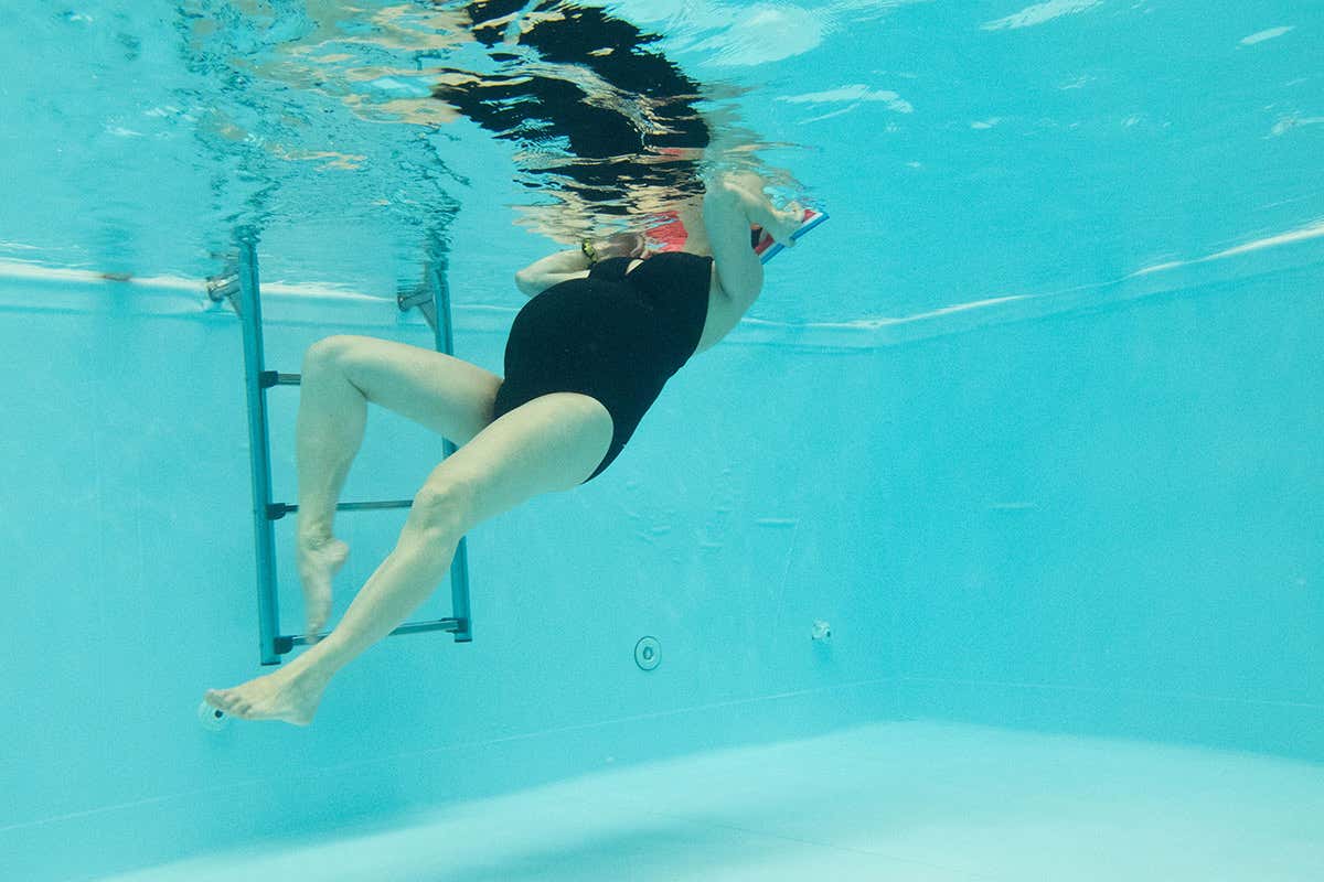 A pregnant woman in a swimming pool