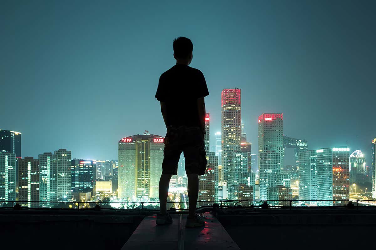 A person out late at night