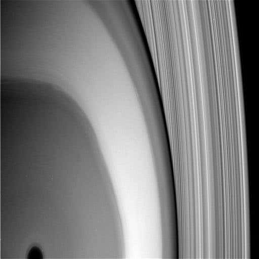 Saturn's rings viewed over the planet's north pole