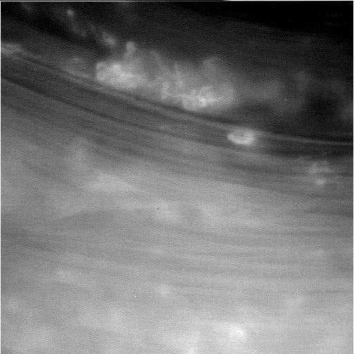 Winds and storms crossing the face of Saturn