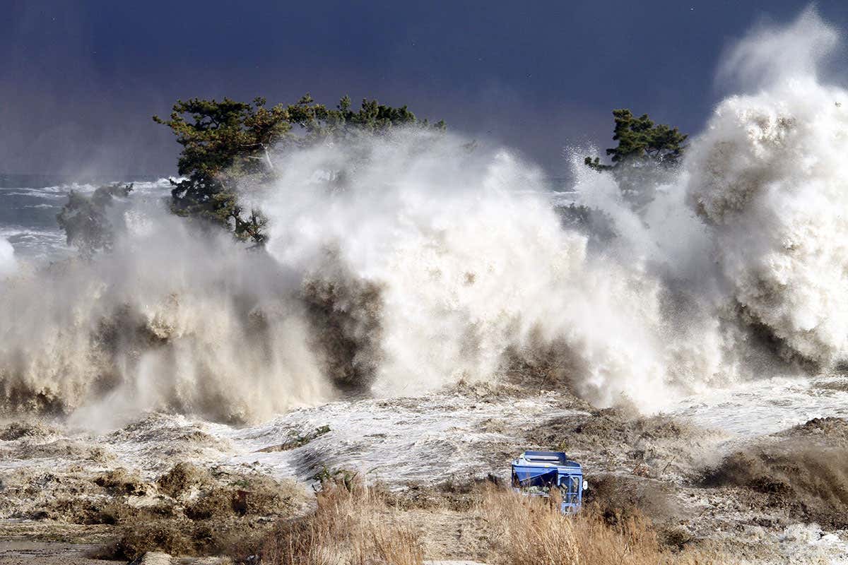 Torrents of water sweep over Japan's Fukushima prefecture in 2011