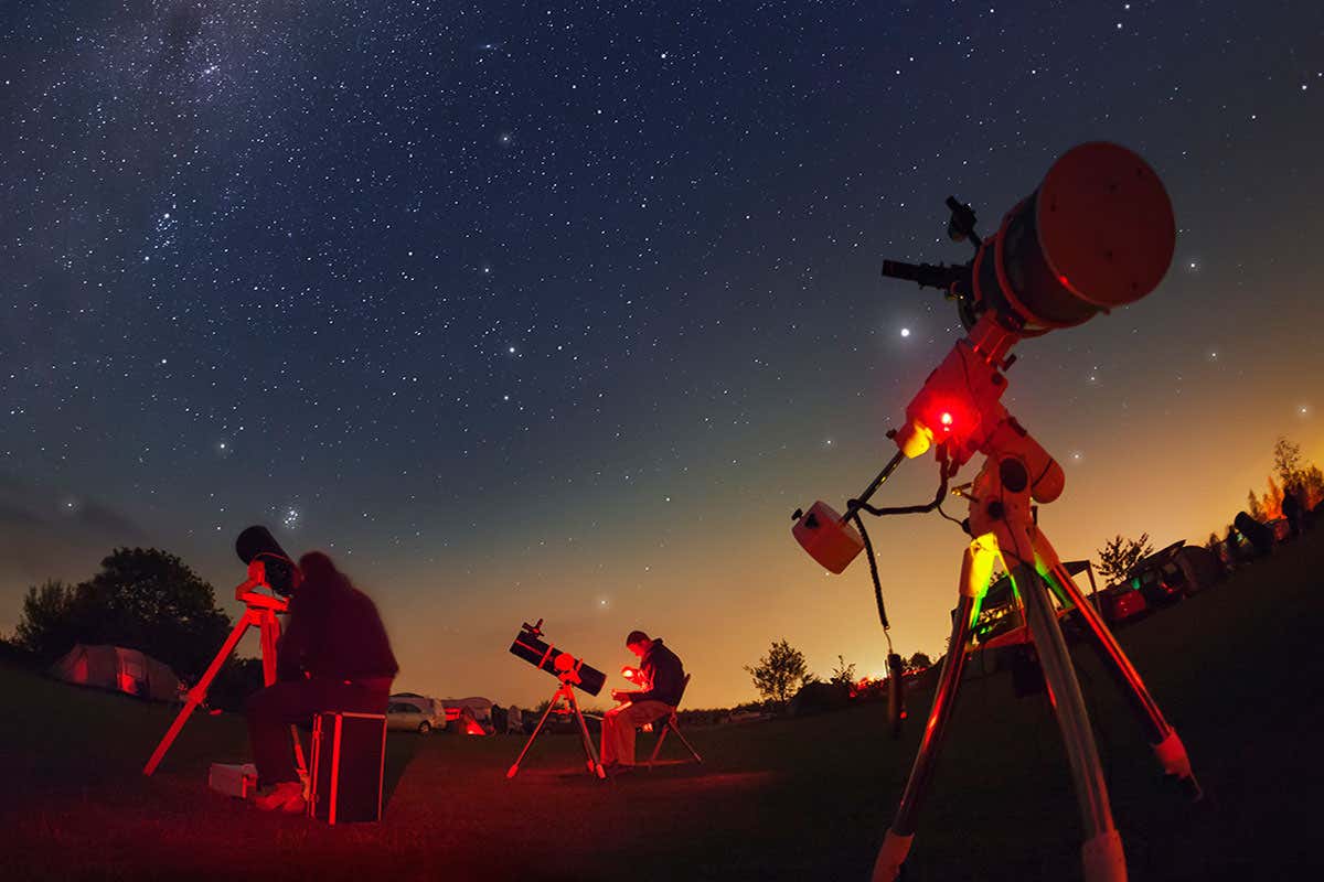 A skyline filled with telescope trained on the heavens