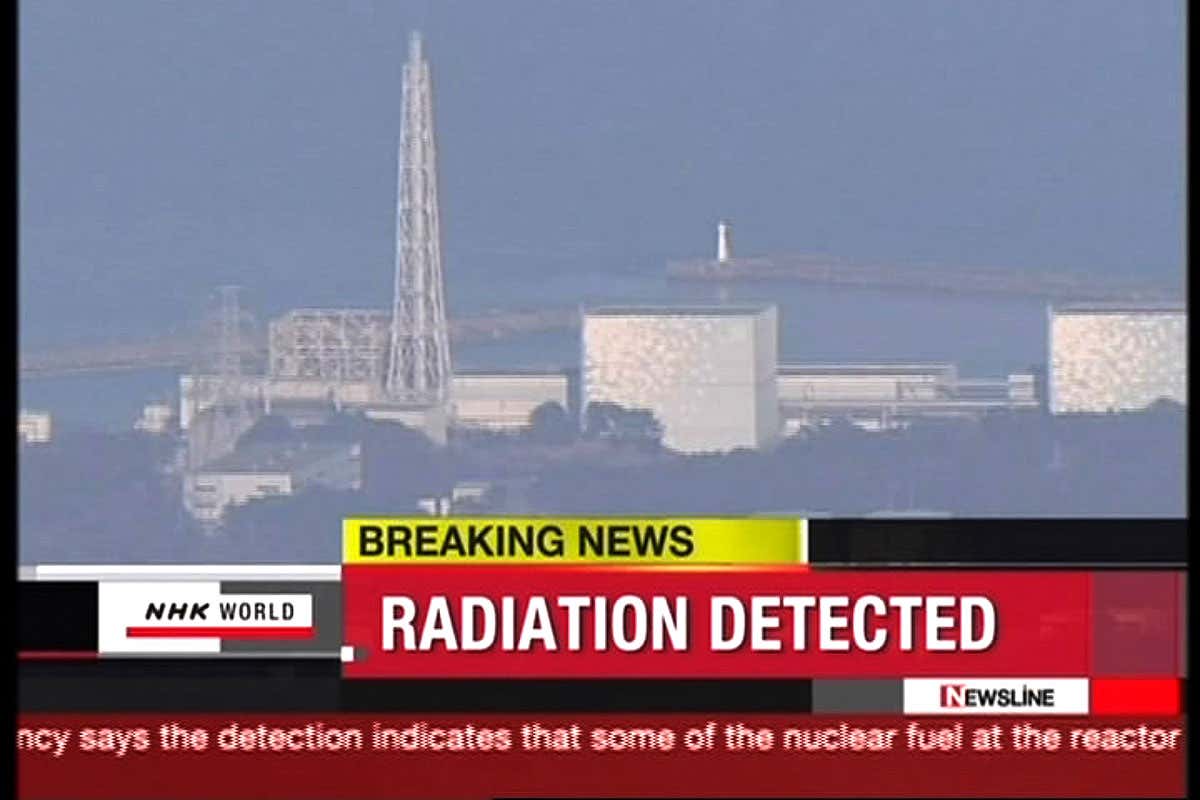 screen grab of TV report on Fukushima disaster