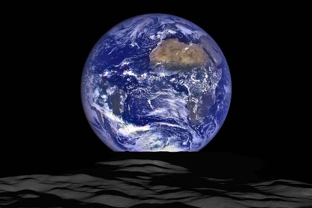 Picture of Earth looking very round and blue