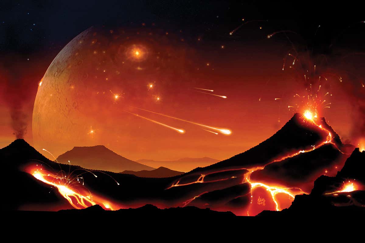 meteorites landing on early Earth
