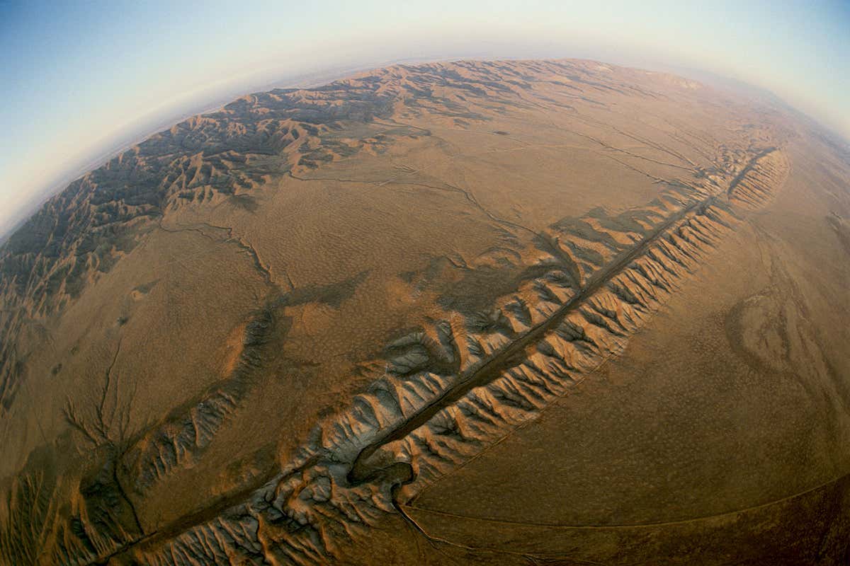 A fault on the Earth's surface seen from the air