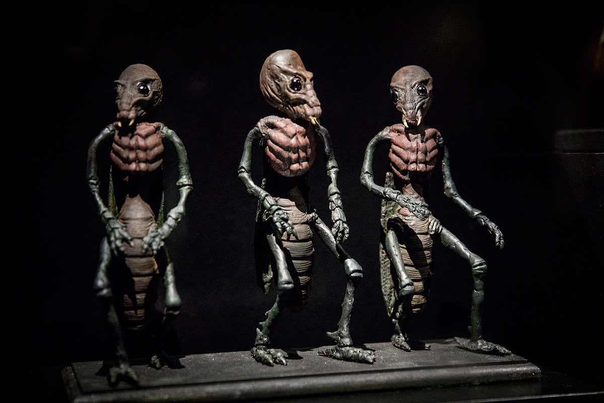Models of aliens from Into the Unknown exhibition
