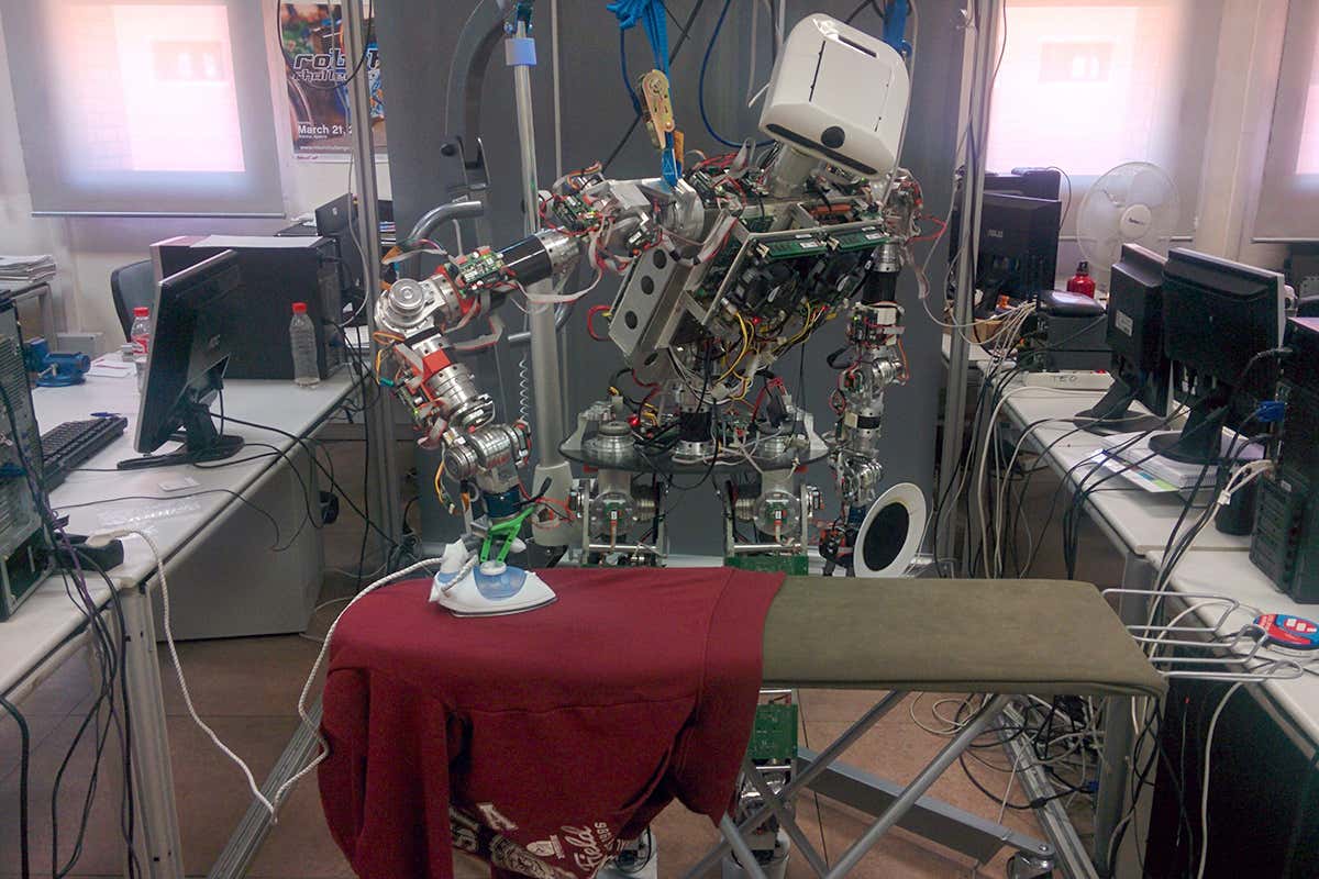 Humanoid robot irons