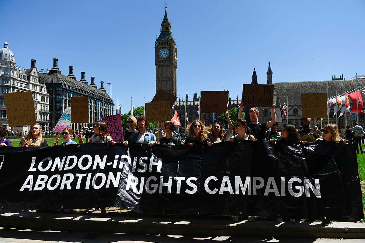 Protesters ouside houses of parliament in London