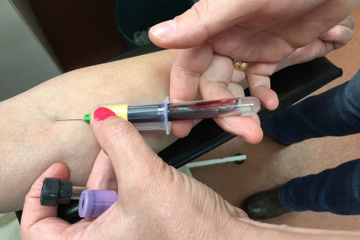 Blood being taken for a test
