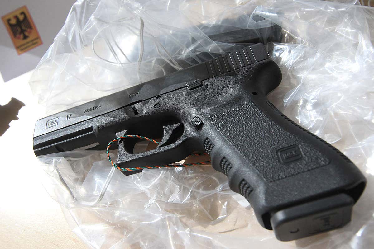 A gun of the type Glock 17 seized by the police in connection with the detention of a dealer involved in the July rampage in a Munich shopping centre