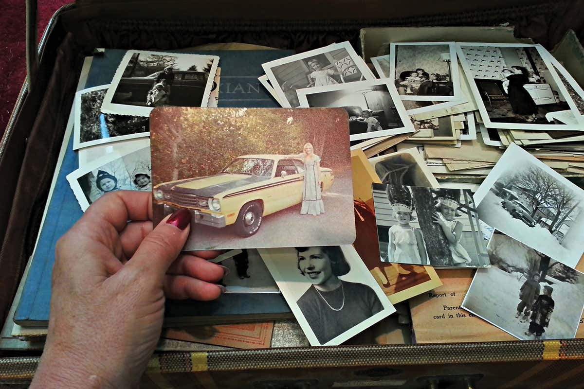 A box full of old photographs