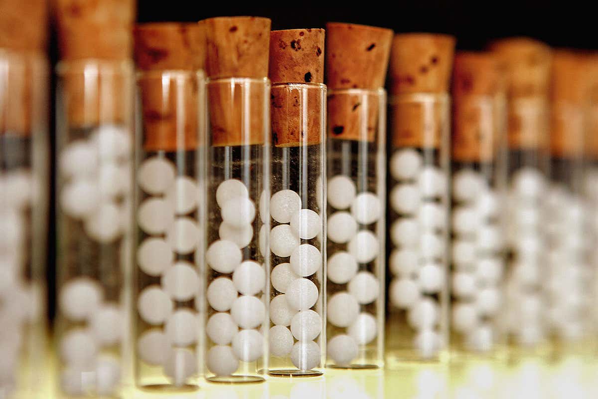 Vials of homeopathic products