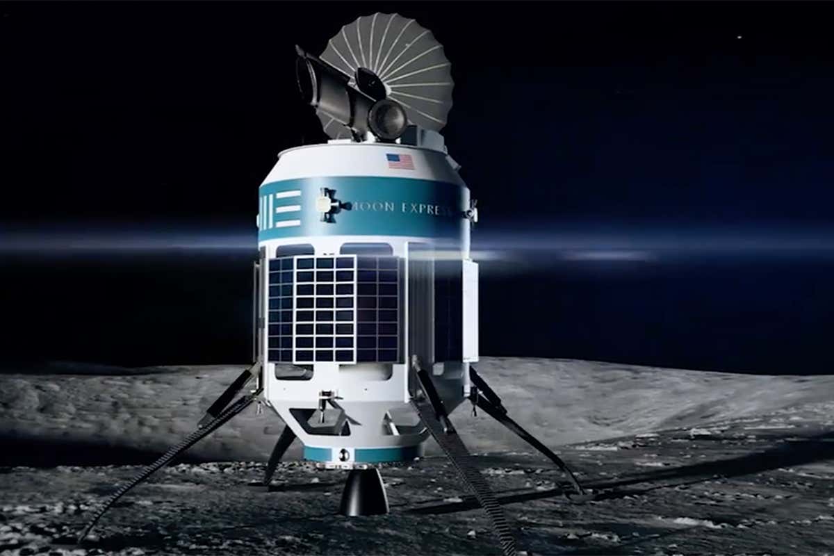 A rendering of a Moon Express spacecraft