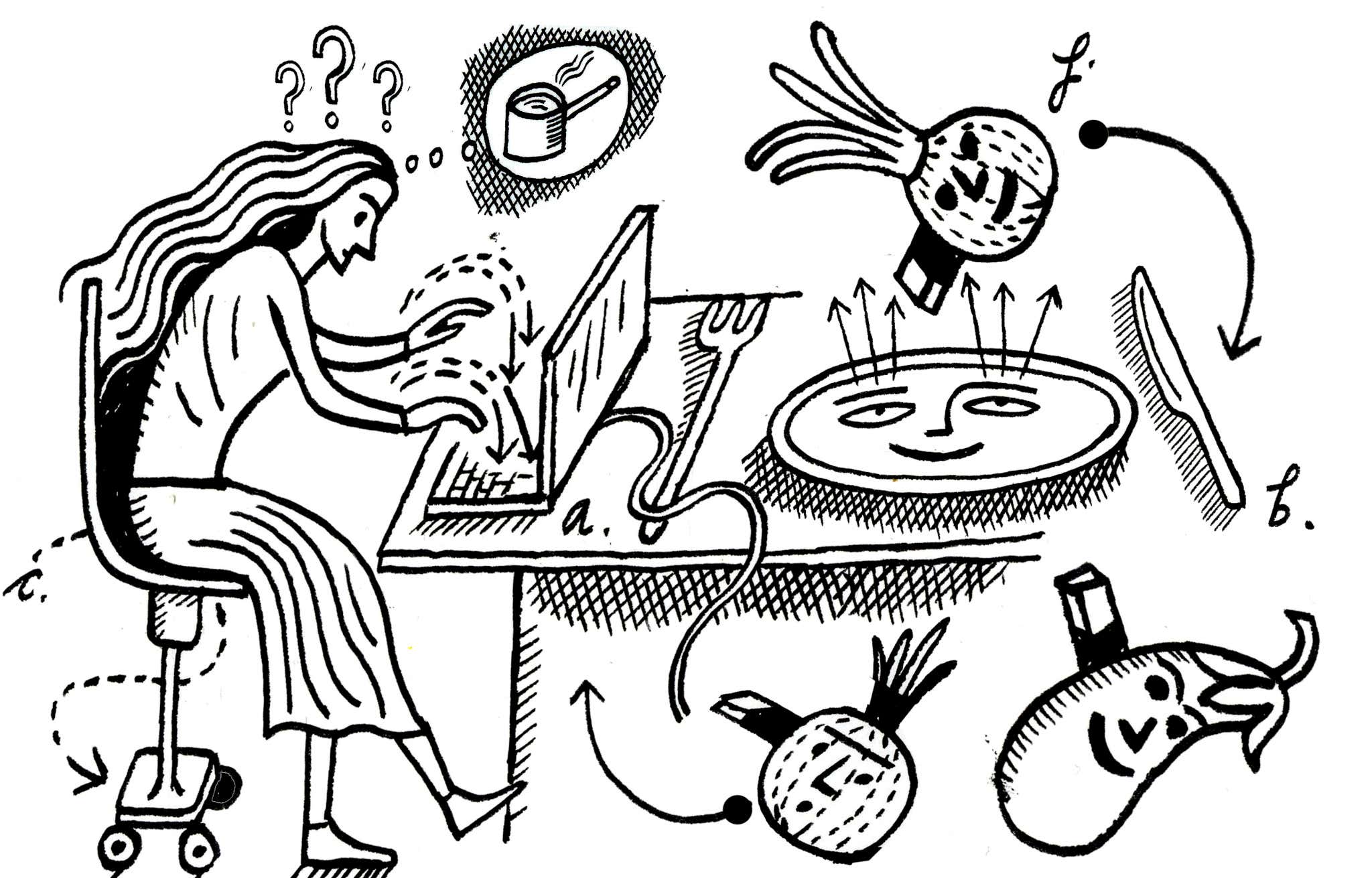 computer and food cartoon