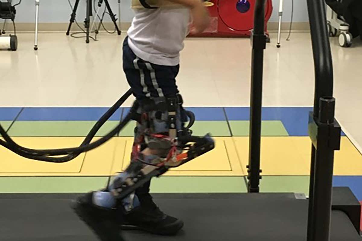 Child using exoskeleton legs