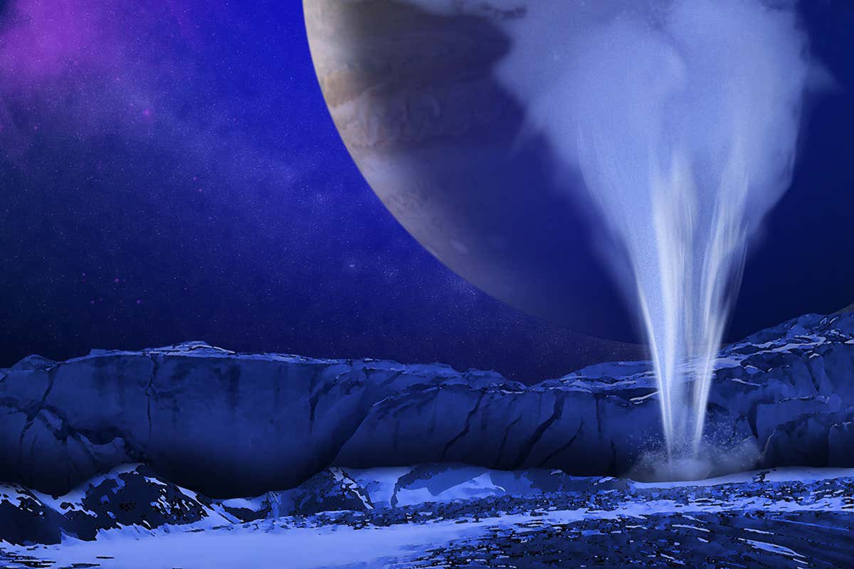 artist's concept of plumes on Europa