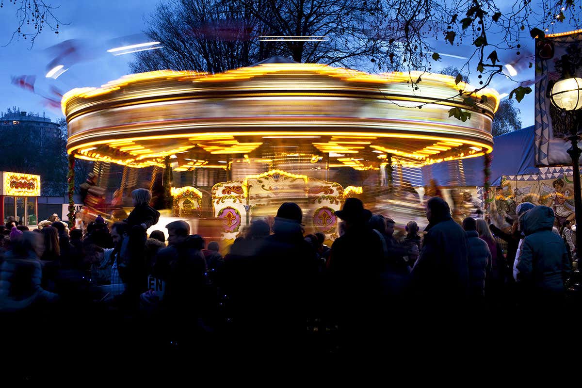 A spinning carousel