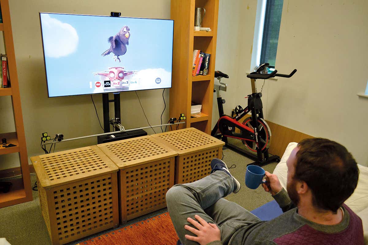 person using the new system