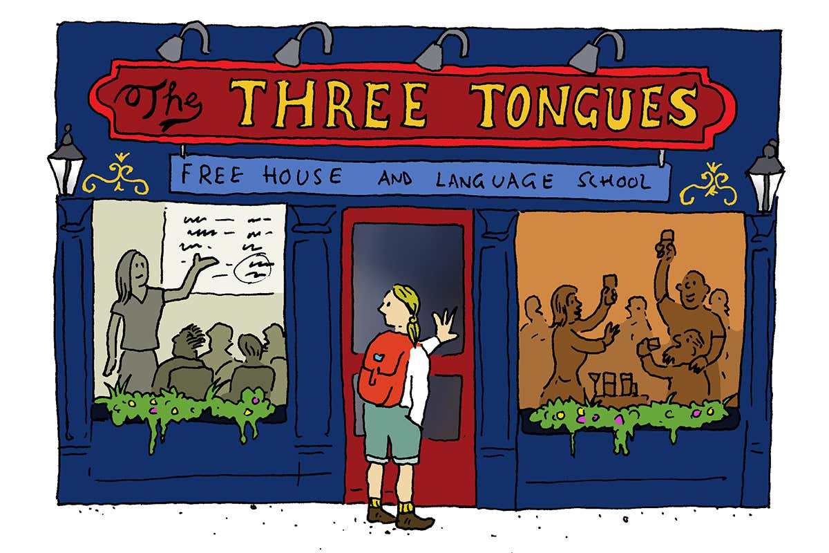 Three tongues cartoon