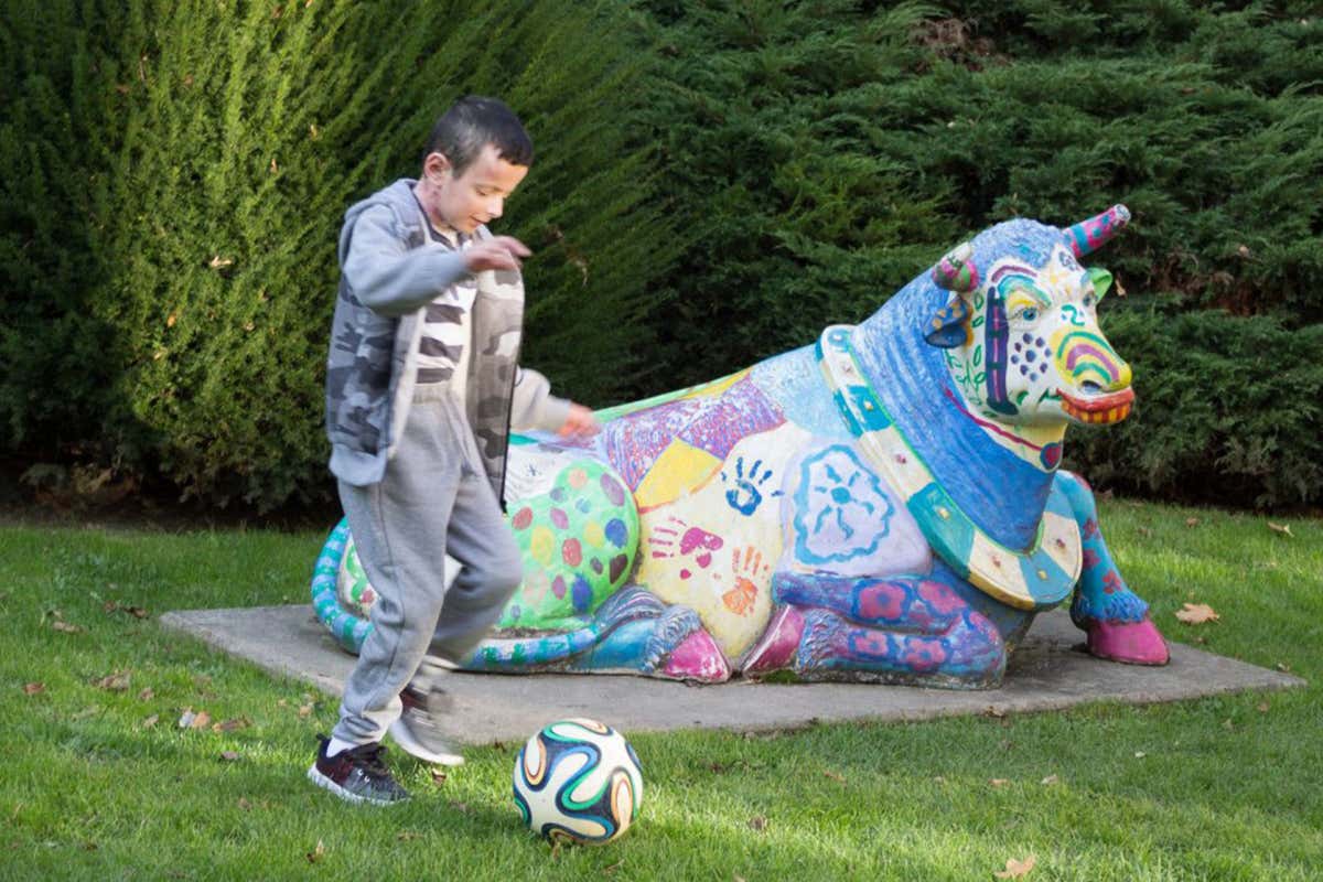 Boy who had skin graft playing football