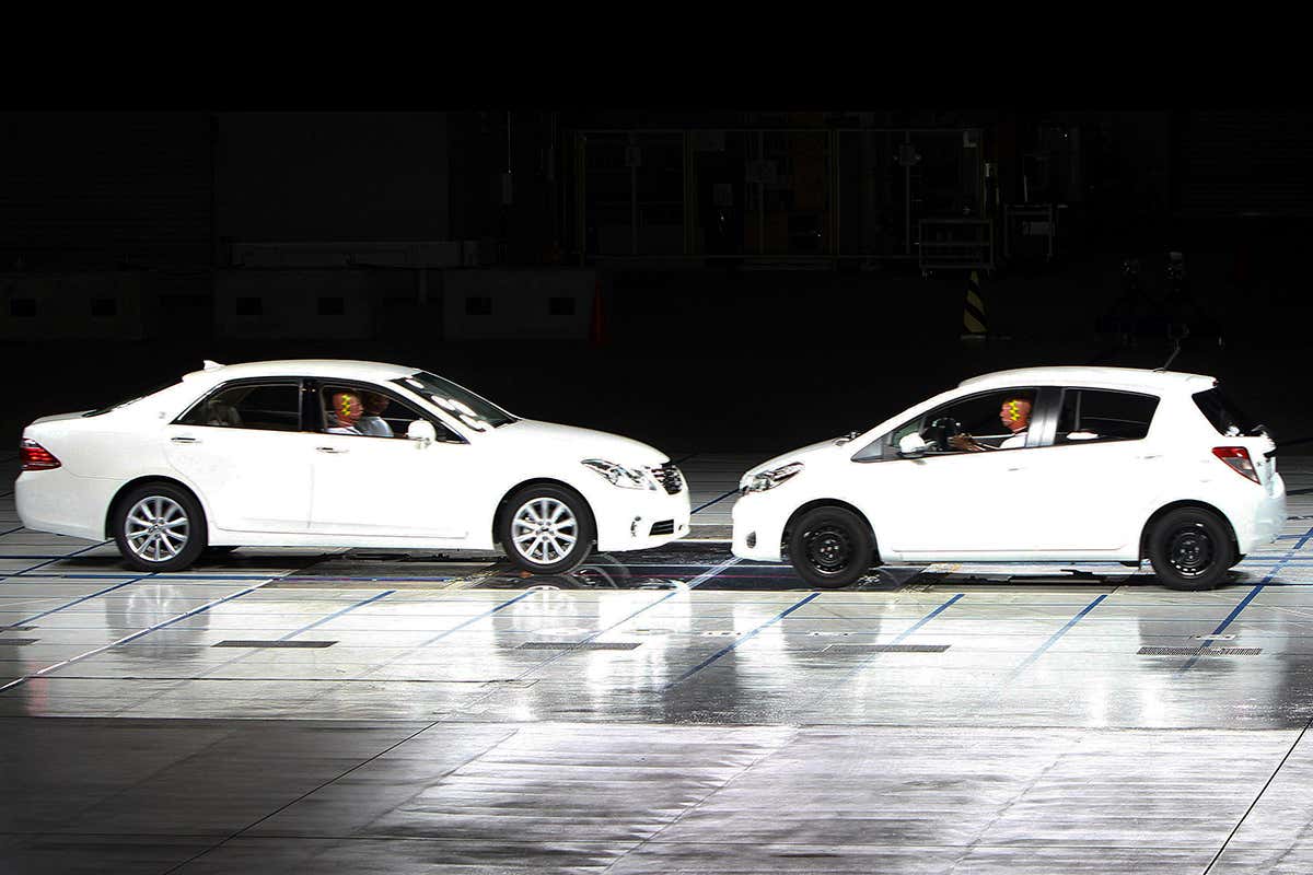 Two cars about to collide