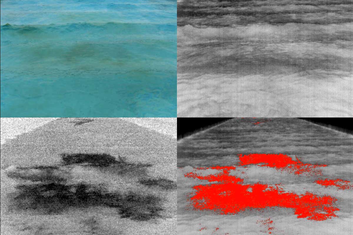 Oil spill seen with different imagers