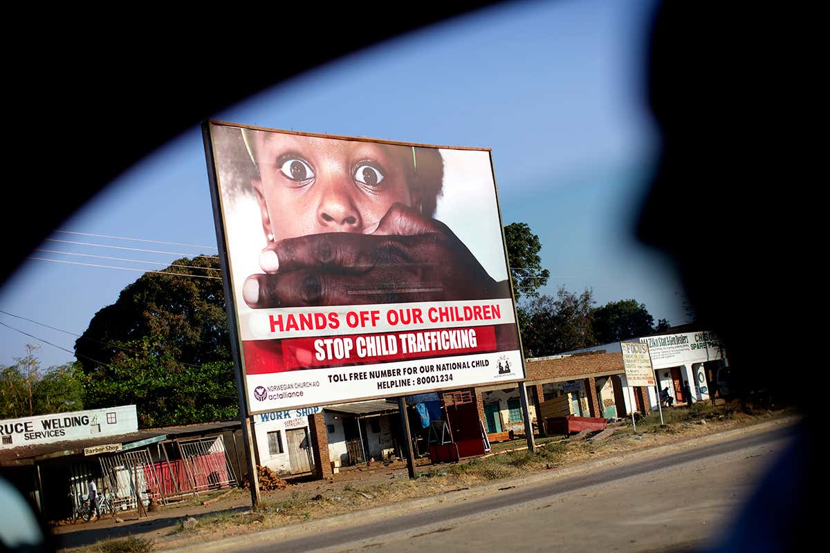 a billboard of a missing child
