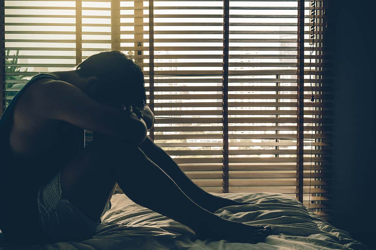 A person in a dark room