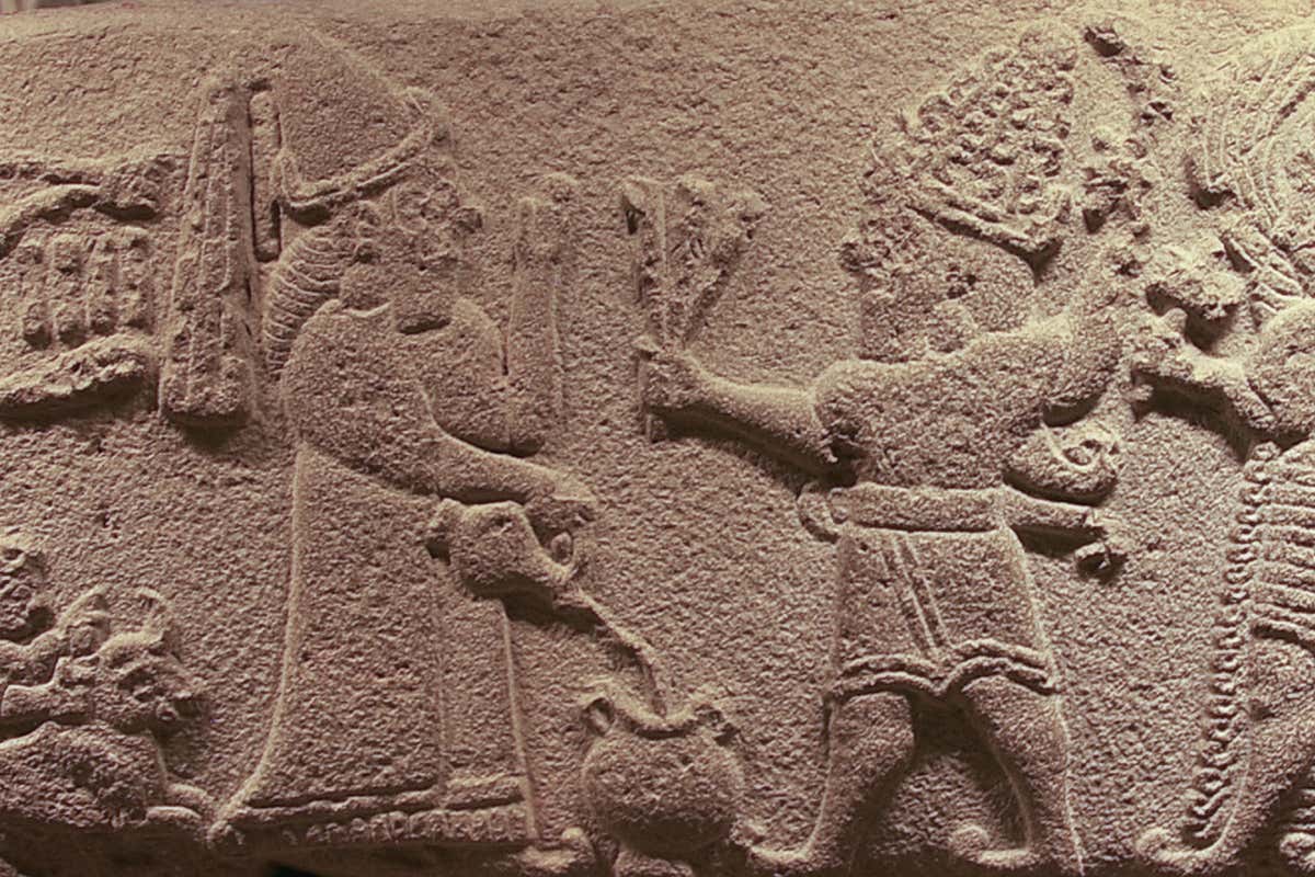 A stone from Bronze Age central Turkey showing Luwian hieroglyphs (top left)