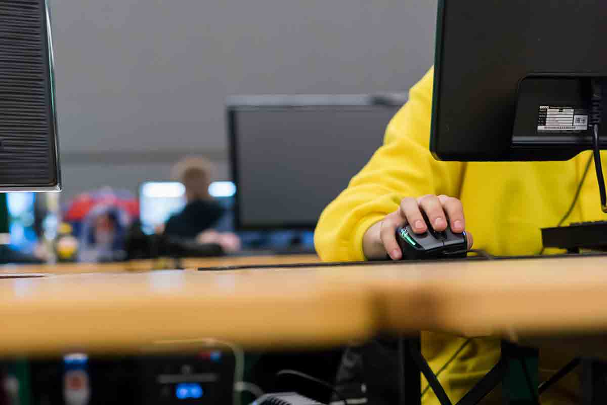 person on a computer