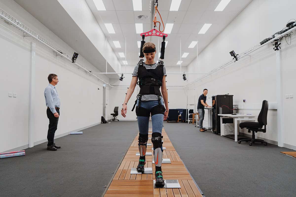 Trying out the obstacle course