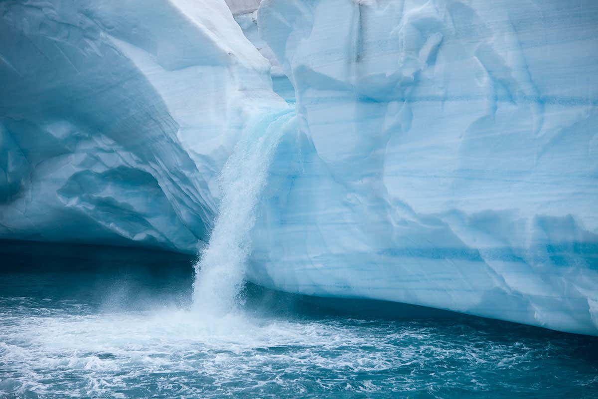 Spouts carry meltwater from the surface of the Austfonna Ice Cap