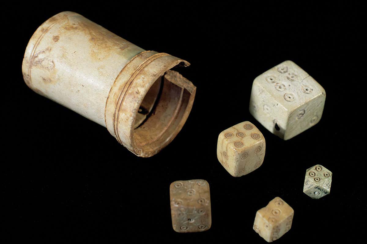 A selection of dice from archaeological digs