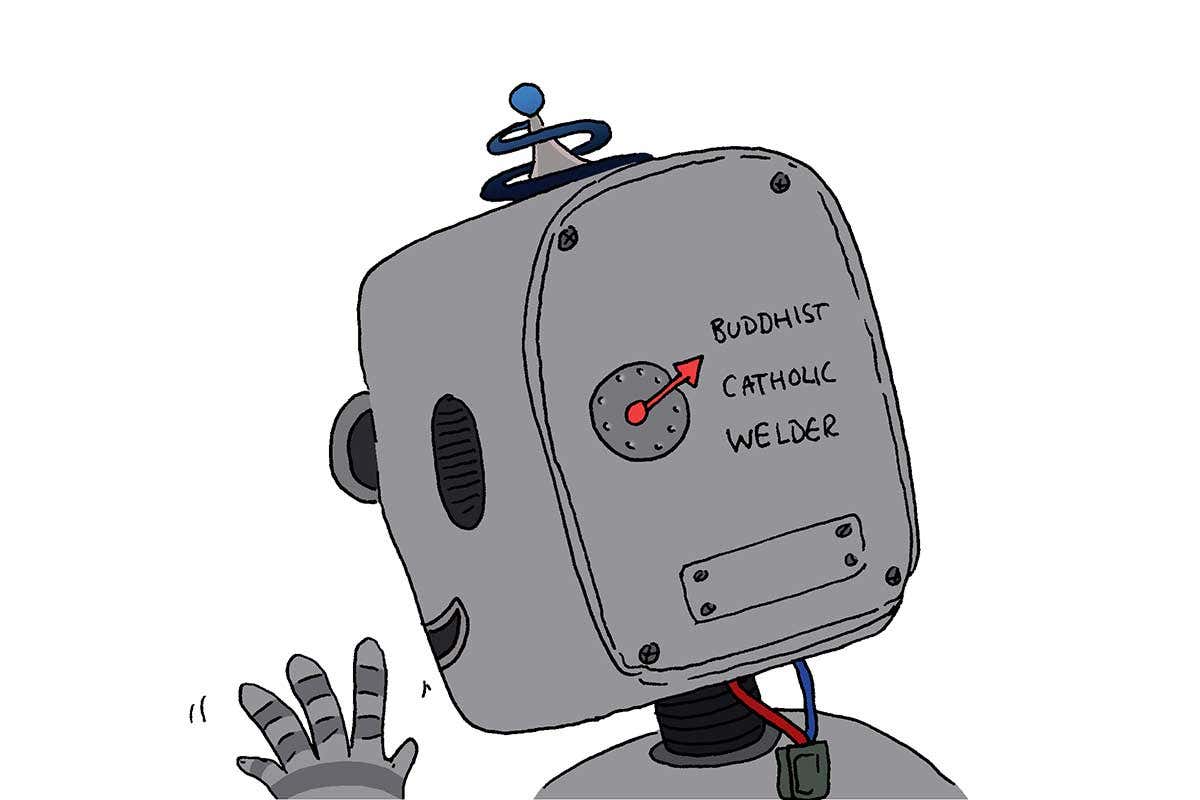 robot priest cartoon