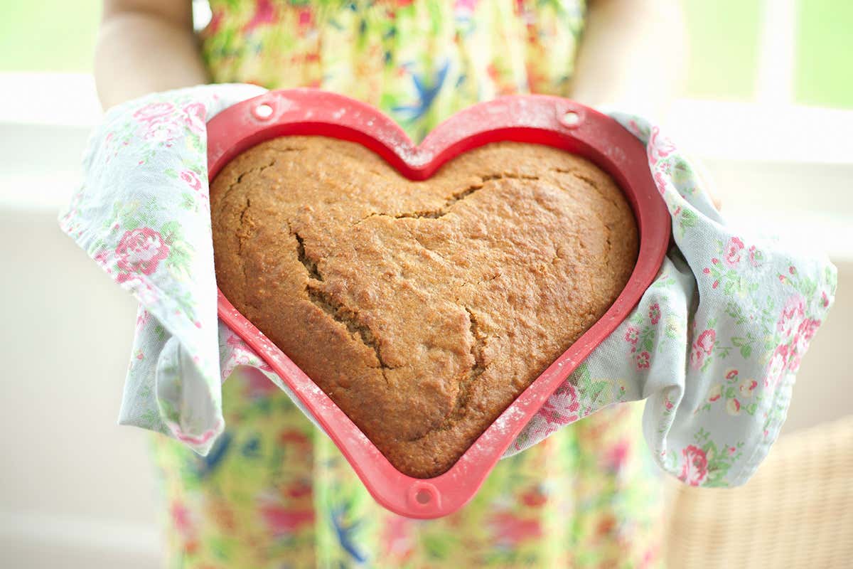 A heart-shaped cake