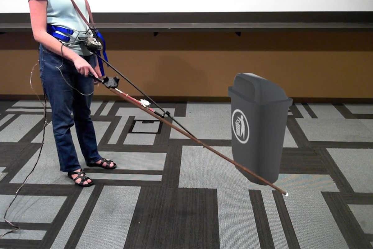 Virtual reality walking stick tutors blind people to cross roads